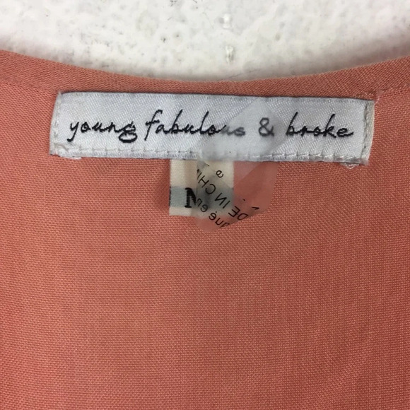 Young Fabulous & Broke Dawn Coral Tiered Oversized Midi Dress Medium - Picture 5 of 16